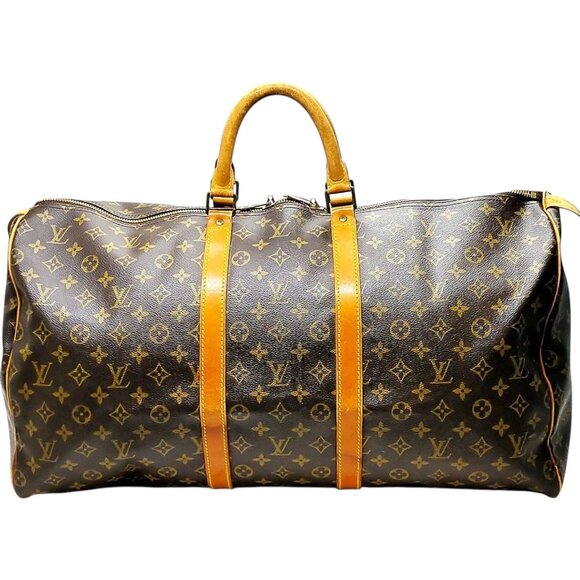(S6) Authentic Louis Vuitton Travel Bag Keepall 55 Brown Monogram Luxury Vintage - Picture 1 of 9